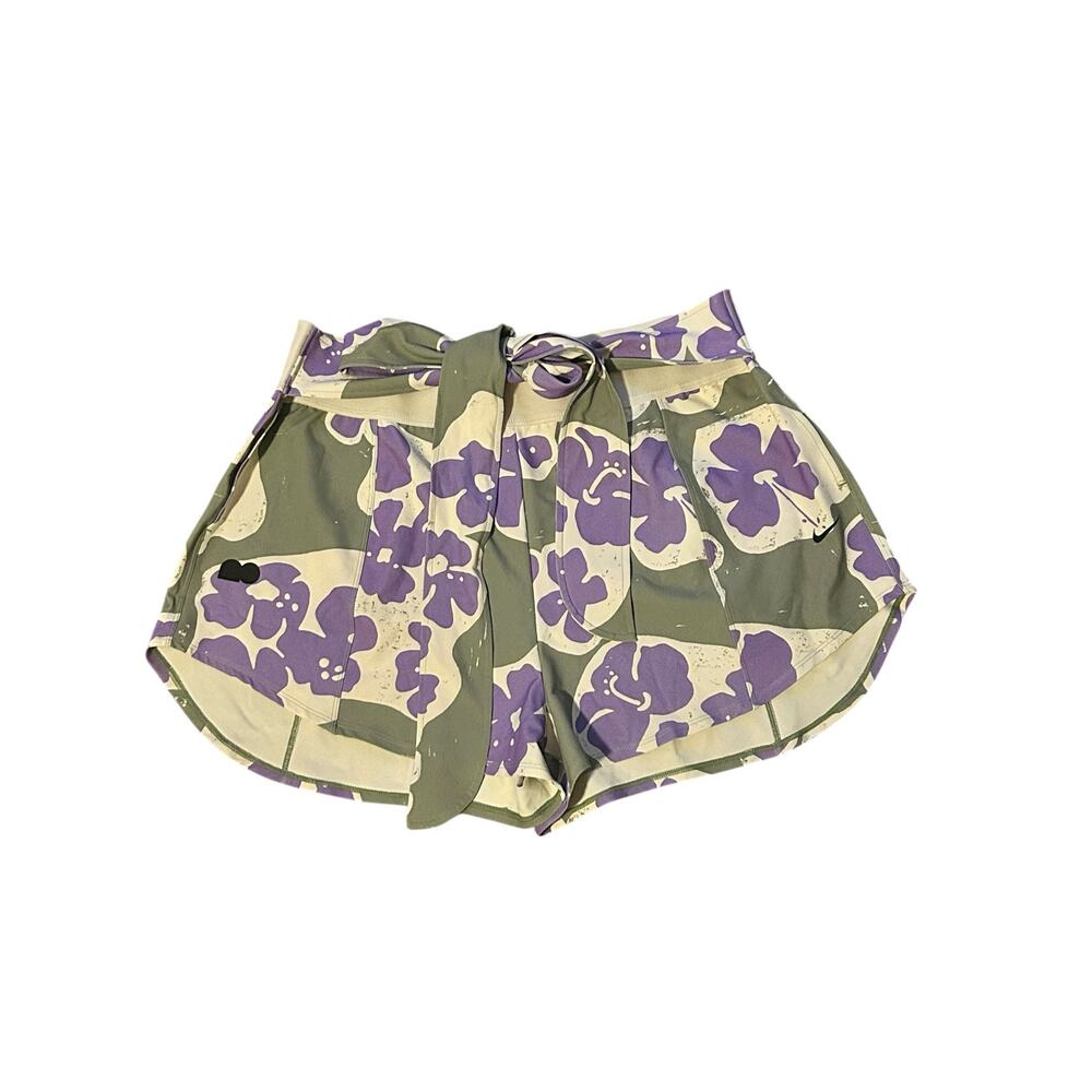 Nike x Naomi Osaka Women’s Green/Purple Floral Print Tie-Waist Shorts - Size XL - Picture 3 of 6